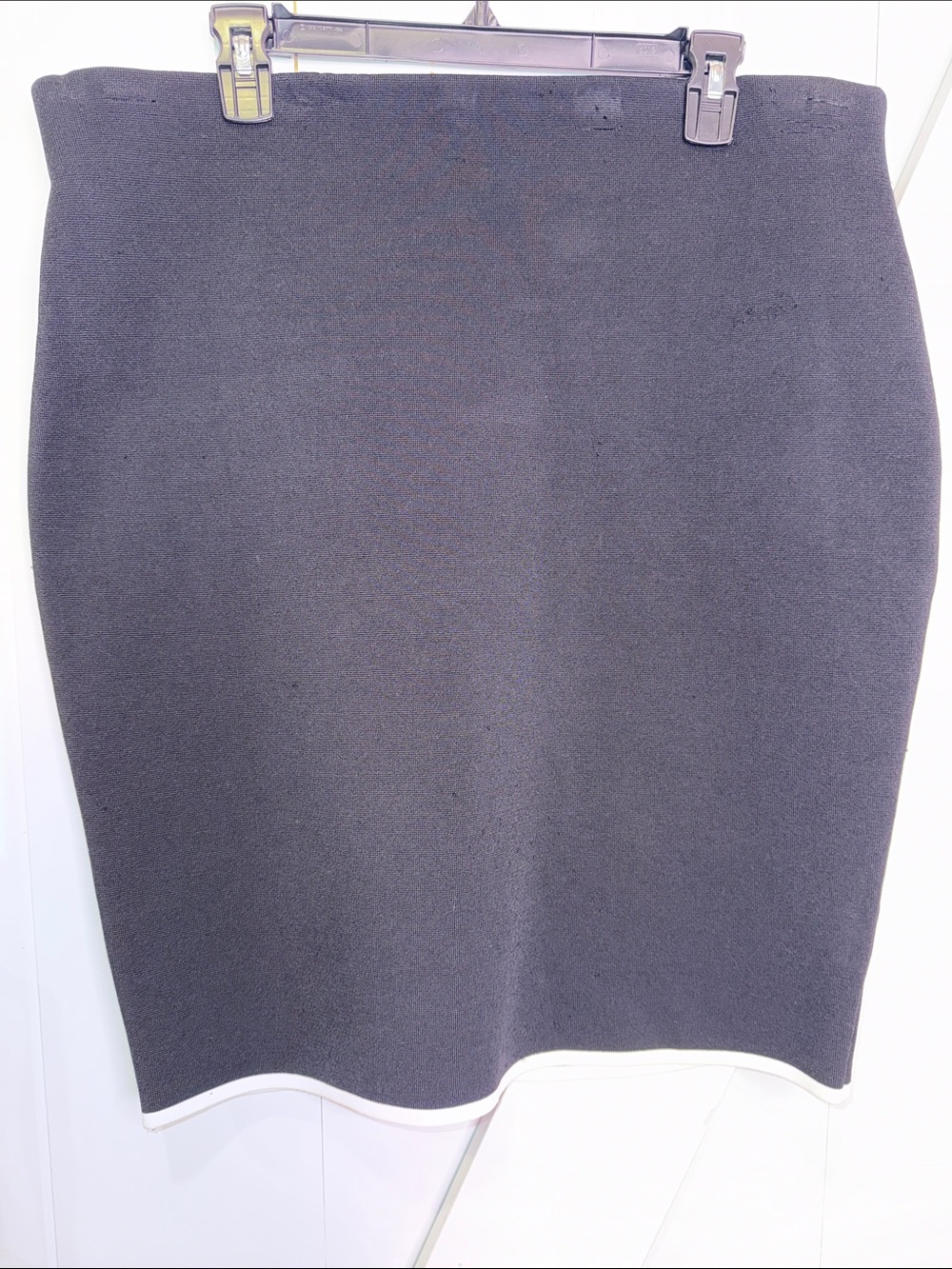Preloved. Express Charcoal Pencil Skirt with White Hem (Body Contour)